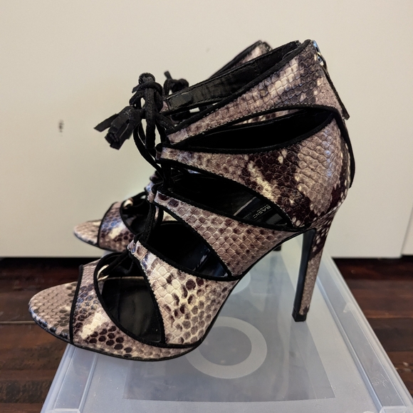 Zara Basic Collection Snake Skin Lace Up Heels 37 - Picture 16 of 17